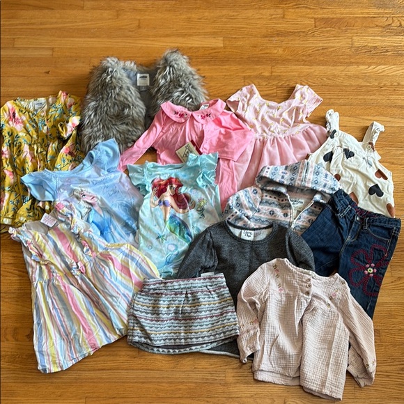 Girls 2T Kids Clothing Set - Gray, Pink, Blue, girly, back to school - Picture 1 of 9